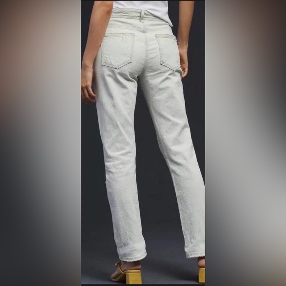 PILCRO Anthropologie Destroyed Mid-Rise Slim Boyfriend Jeans Light Wash Sz 27 - Picture 2 of 15